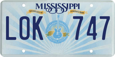 MS license plate LOK747