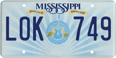 MS license plate LOK749