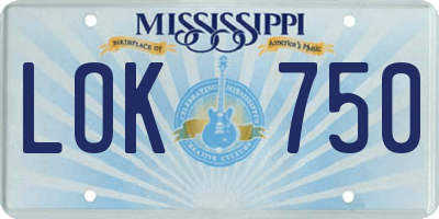 MS license plate LOK750
