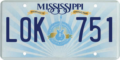 MS license plate LOK751