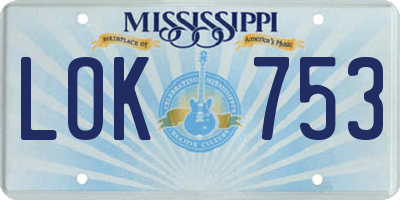 MS license plate LOK753