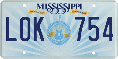 MS license plate LOK754