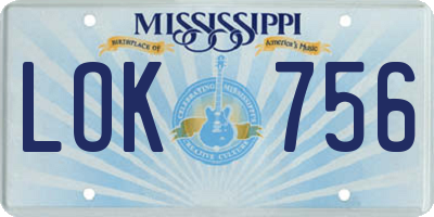MS license plate LOK756