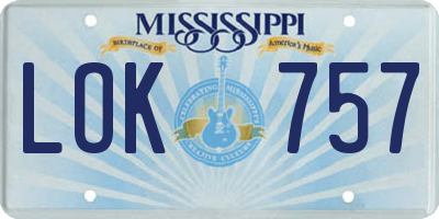 MS license plate LOK757