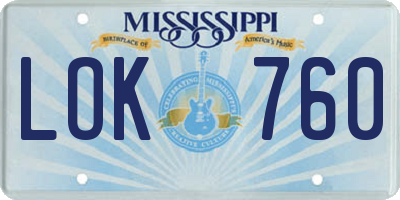 MS license plate LOK760