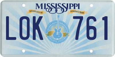 MS license plate LOK761