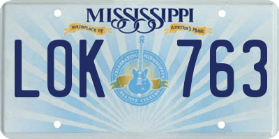MS license plate LOK763