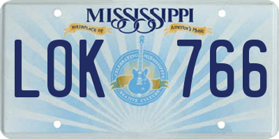 MS license plate LOK766