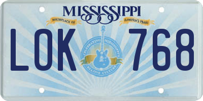 MS license plate LOK768
