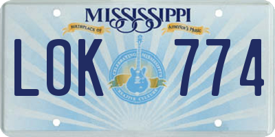 MS license plate LOK774