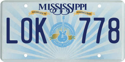 MS license plate LOK778