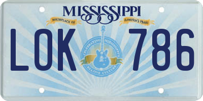 MS license plate LOK786