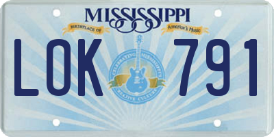 MS license plate LOK791