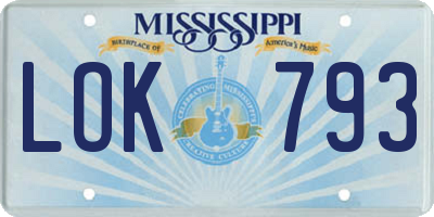 MS license plate LOK793