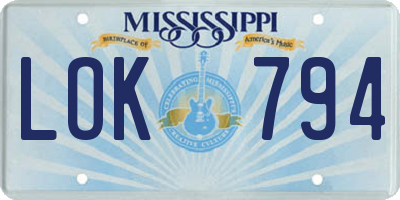 MS license plate LOK794