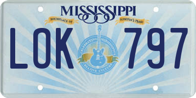 MS license plate LOK797