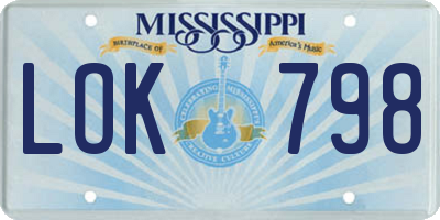 MS license plate LOK798