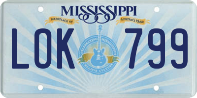 MS license plate LOK799