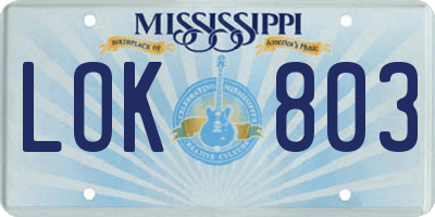 MS license plate LOK803