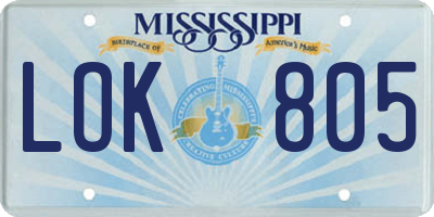 MS license plate LOK805