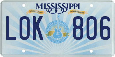 MS license plate LOK806
