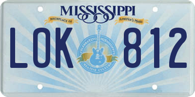 MS license plate LOK812