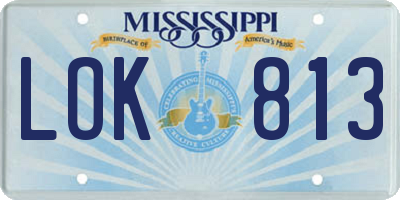MS license plate LOK813