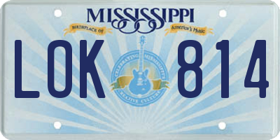 MS license plate LOK814