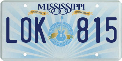 MS license plate LOK815