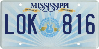 MS license plate LOK816