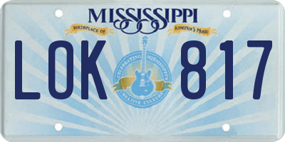 MS license plate LOK817