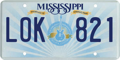 MS license plate LOK821