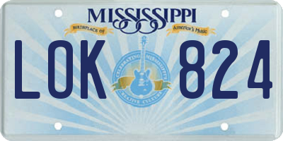 MS license plate LOK824