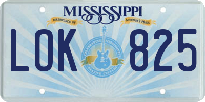 MS license plate LOK825