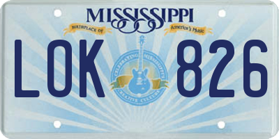 MS license plate LOK826