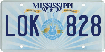 MS license plate LOK828