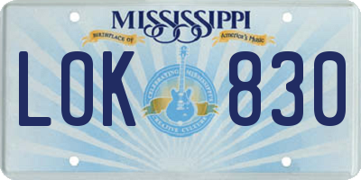 MS license plate LOK830