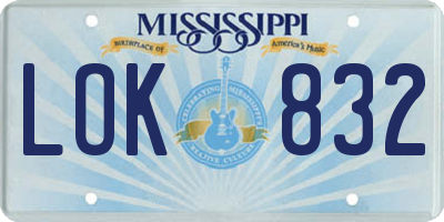MS license plate LOK832
