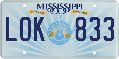 MS license plate LOK833