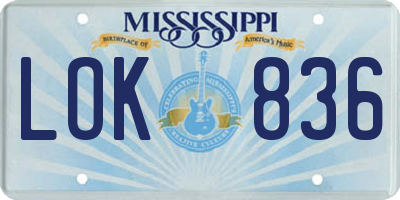 MS license plate LOK836