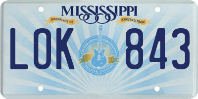 MS license plate LOK843