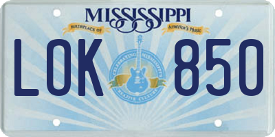 MS license plate LOK850