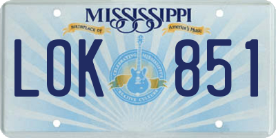 MS license plate LOK851