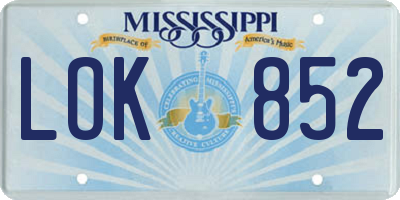 MS license plate LOK852