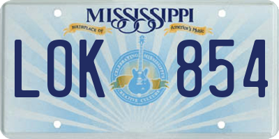 MS license plate LOK854