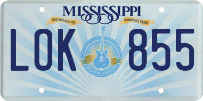 MS license plate LOK855
