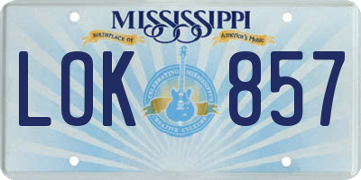 MS license plate LOK857