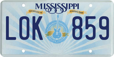 MS license plate LOK859
