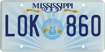 MS license plate LOK860
