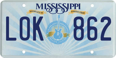 MS license plate LOK862